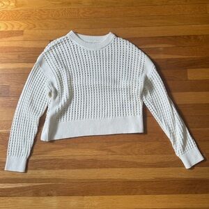 White cable knit sweater
